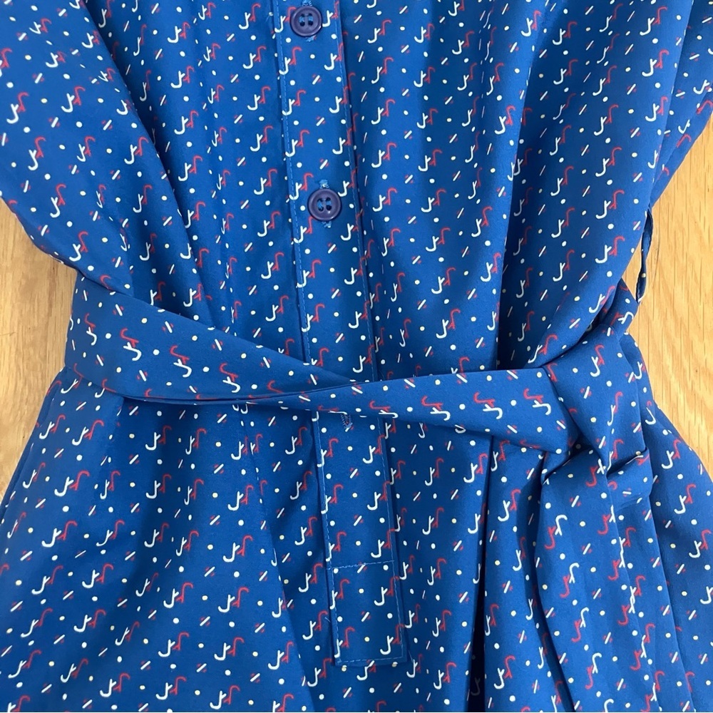 Vintage Raoul Elegant Patterned Blue Women's Dress - Picture 4 of 11